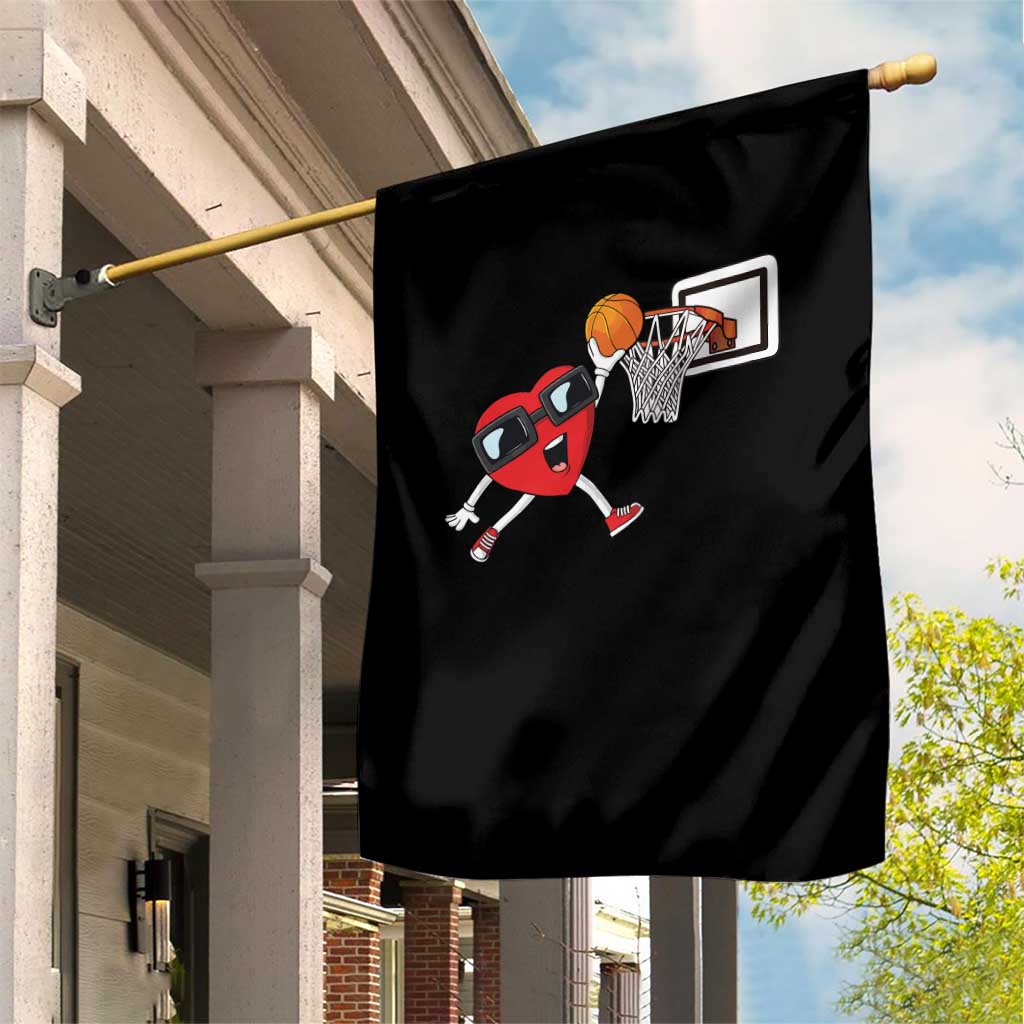 Basketball Valentines Garden Flag Cute Red Heart Playing Basketball Player Team Boys - Wonder Print Shop