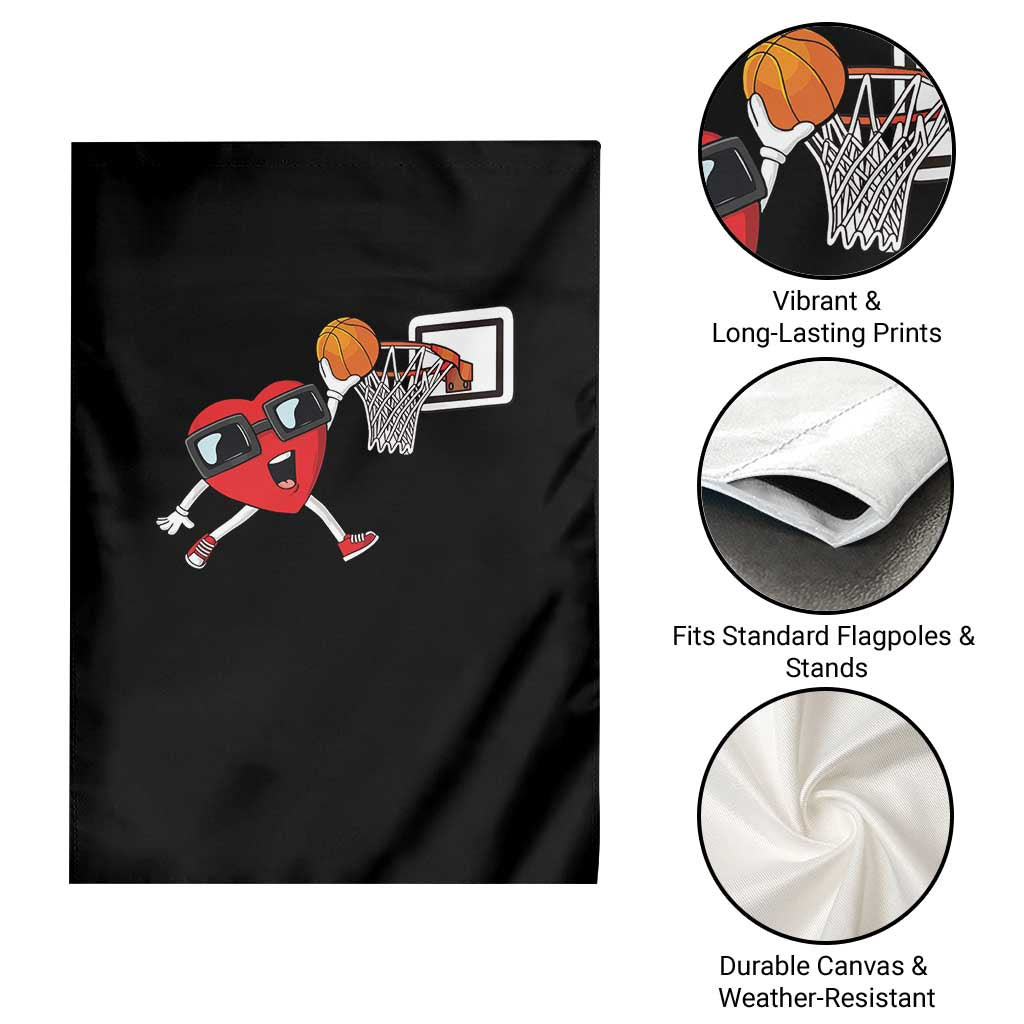 Basketball Valentines Garden Flag Cute Red Heart Playing Basketball Player Team Boys - Wonder Print Shop