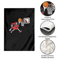 Basketball Valentines Garden Flag Cute Red Heart Playing Basketball Player Team Boys - Wonder Print Shop