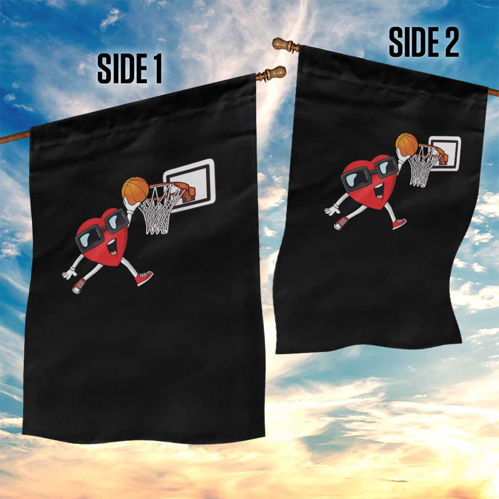 Basketball Valentines Garden Flag Cute Red Heart Playing Basketball Player Team Boys - Wonder Print Shop