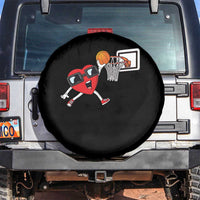 Basketball Valentines Spare Tire Cover Cute Red Heart Playing Basketball Player Team Boys - Wonder Print Shop