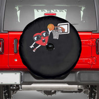 Basketball Valentines Spare Tire Cover Cute Red Heart Playing Basketball Player Team Boys - Wonder Print Shop