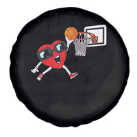 Basketball Valentines Spare Tire Cover Cute Red Heart Playing Basketball Player Team Boys - Wonder Print Shop