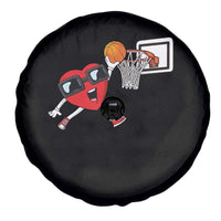Basketball Valentines Spare Tire Cover Cute Red Heart Playing Basketball Player Team Boys - Wonder Print Shop