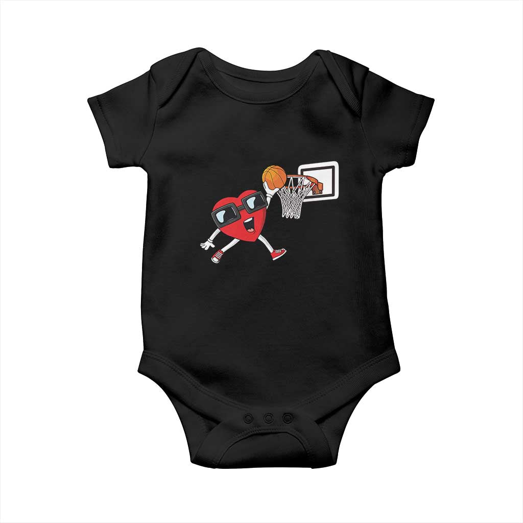 Basketball Valentines Baby Onesie Cute Red Heart Playing Basketball Player Team Boys - Wonder Print Shop
