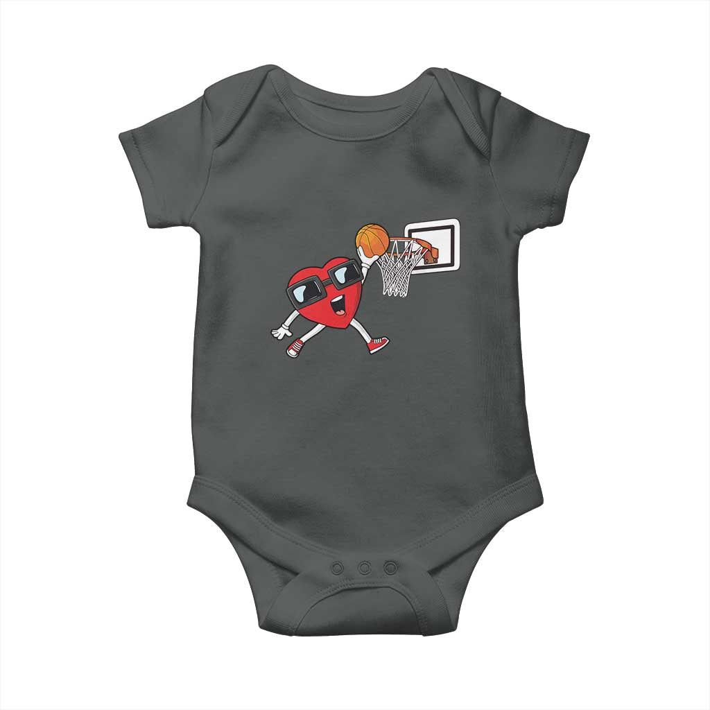 Basketball Valentines Baby Onesie Cute Red Heart Playing Basketball Player Team Boys - Wonder Print Shop