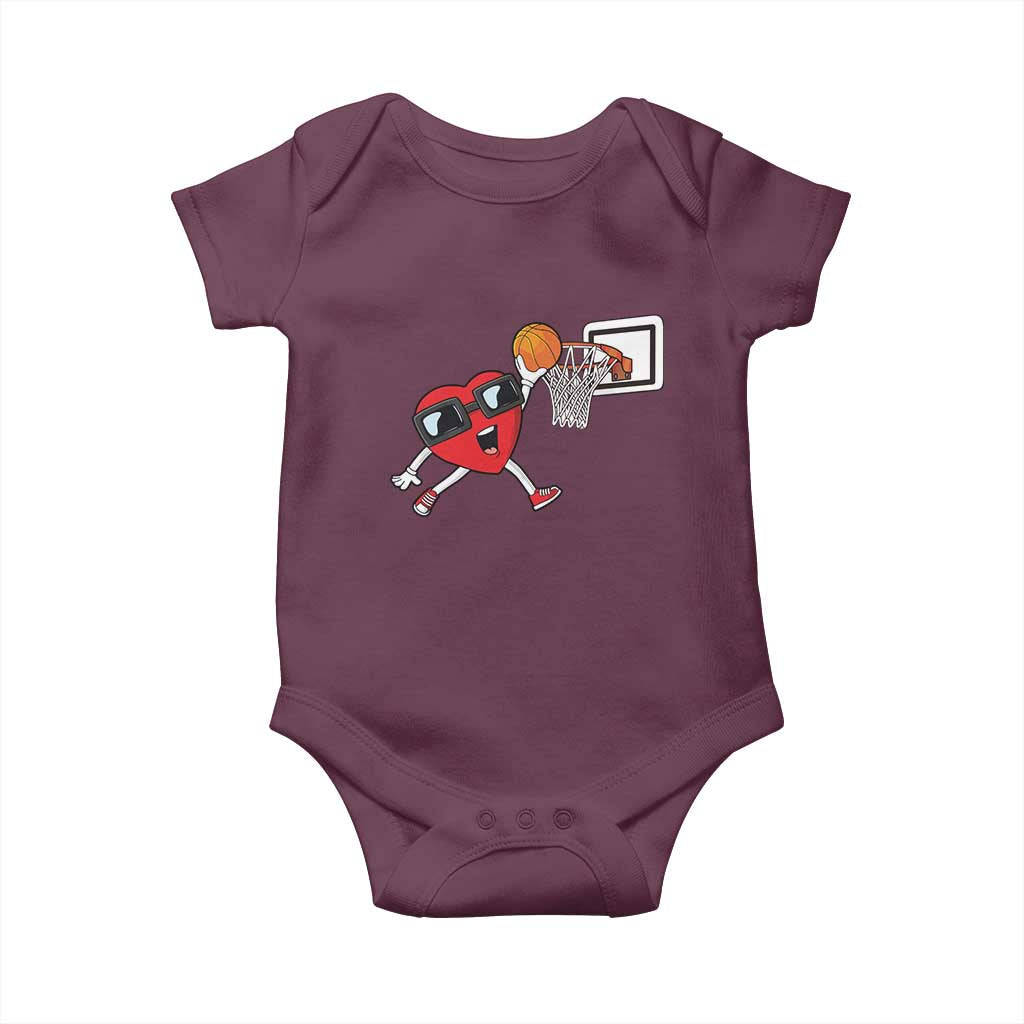 Basketball Valentines Baby Onesie Cute Red Heart Playing Basketball Player Team Boys - Wonder Print Shop