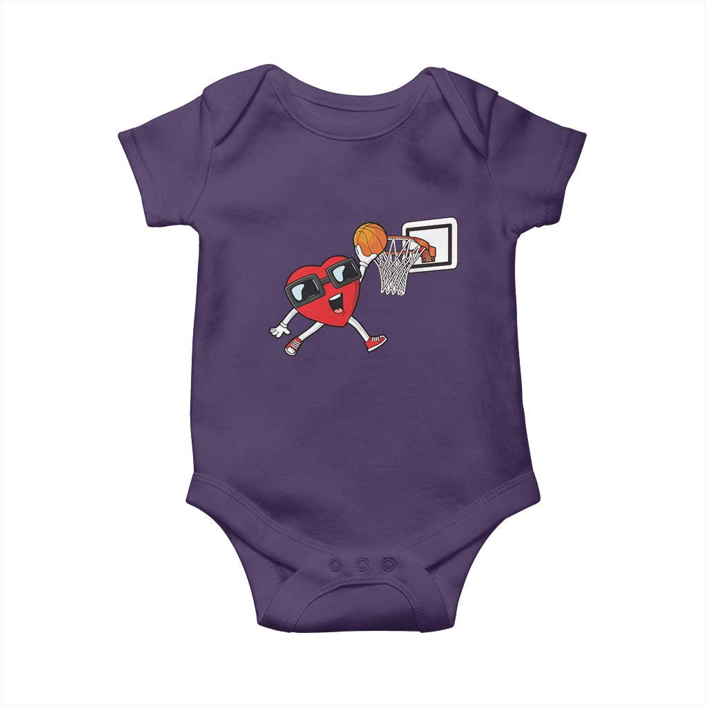 Basketball Valentines Baby Onesie Cute Red Heart Playing Basketball Player Team Boys - Wonder Print Shop