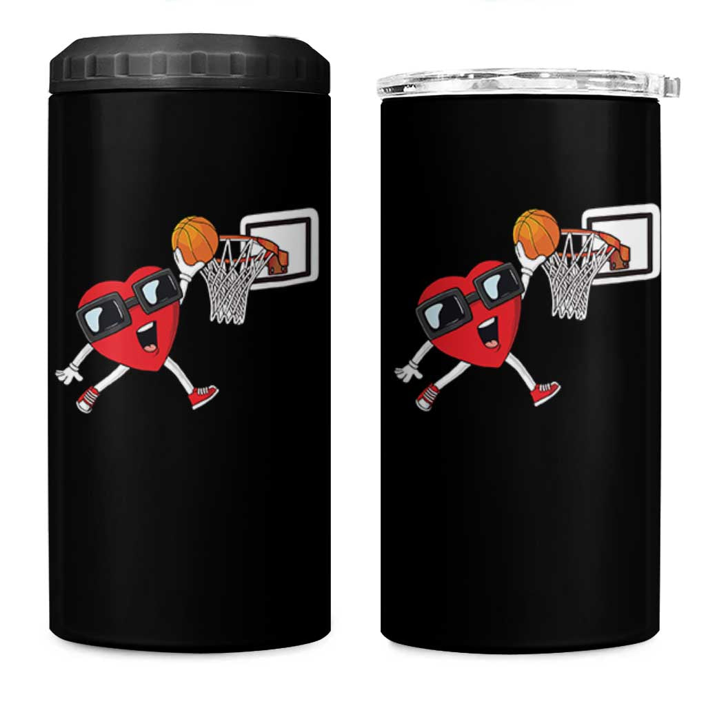 Basketball Valentines 4 in 1 Can Cooler Tumbler Cute Red Heart Playing Basketball Player Team Boys - Wonder Print Shop