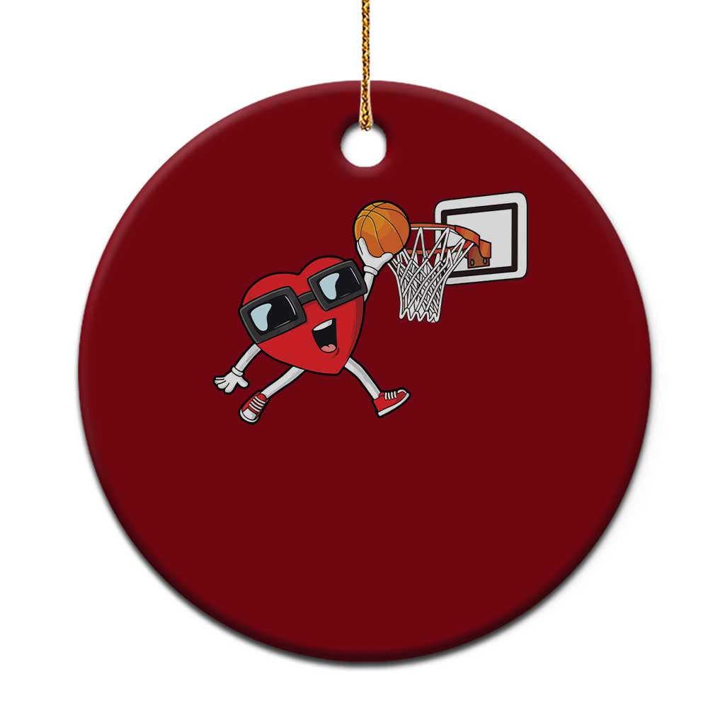 Basketball Valentines Ceramic Ornament Cute Red Heart Playing Basketball Player Team Boys - Wonder Print Shop