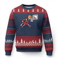 Basketball Valentines Ugly Christmas Sweater Cute Red Heart Playing Basketball Player Team Boys - Wonder Print Shop