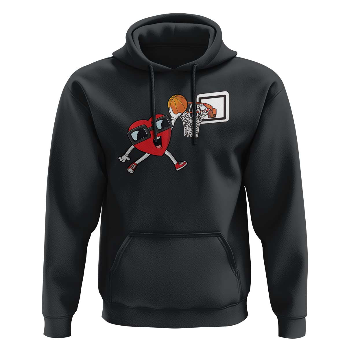 Basketball Valentines Hoodie Cute Red Heart Playing Basketball Player Team Boys - Wonder Print Shop