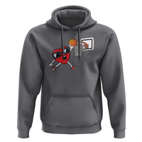 Basketball Valentines Hoodie Cute Red Heart Playing Basketball Player Team Boys - Wonder Print Shop