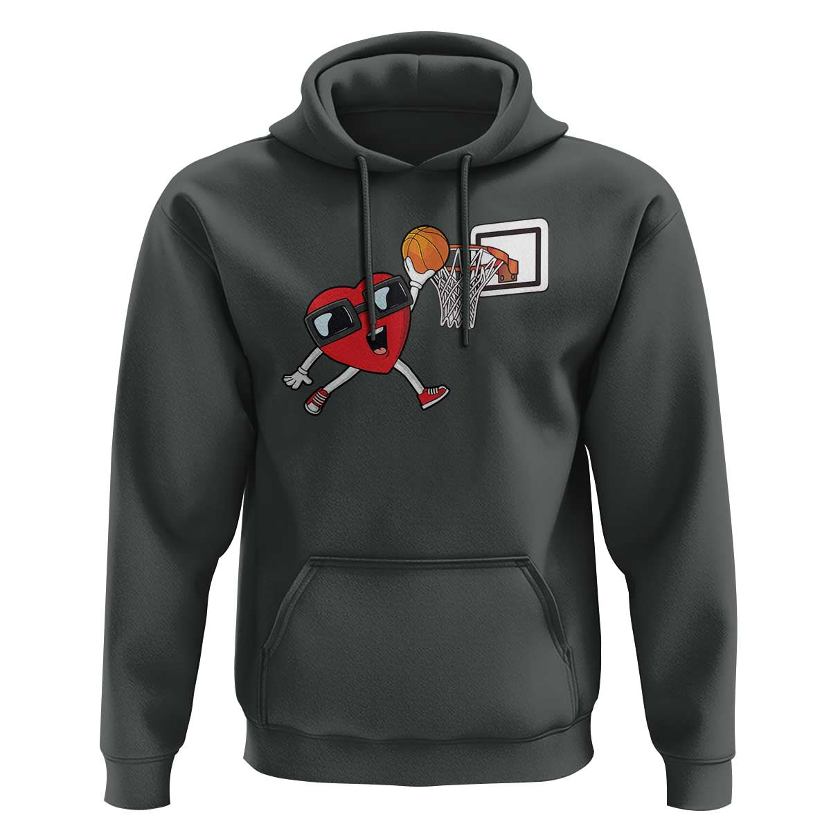 Basketball Valentines Hoodie Cute Red Heart Playing Basketball Player Team Boys - Wonder Print Shop
