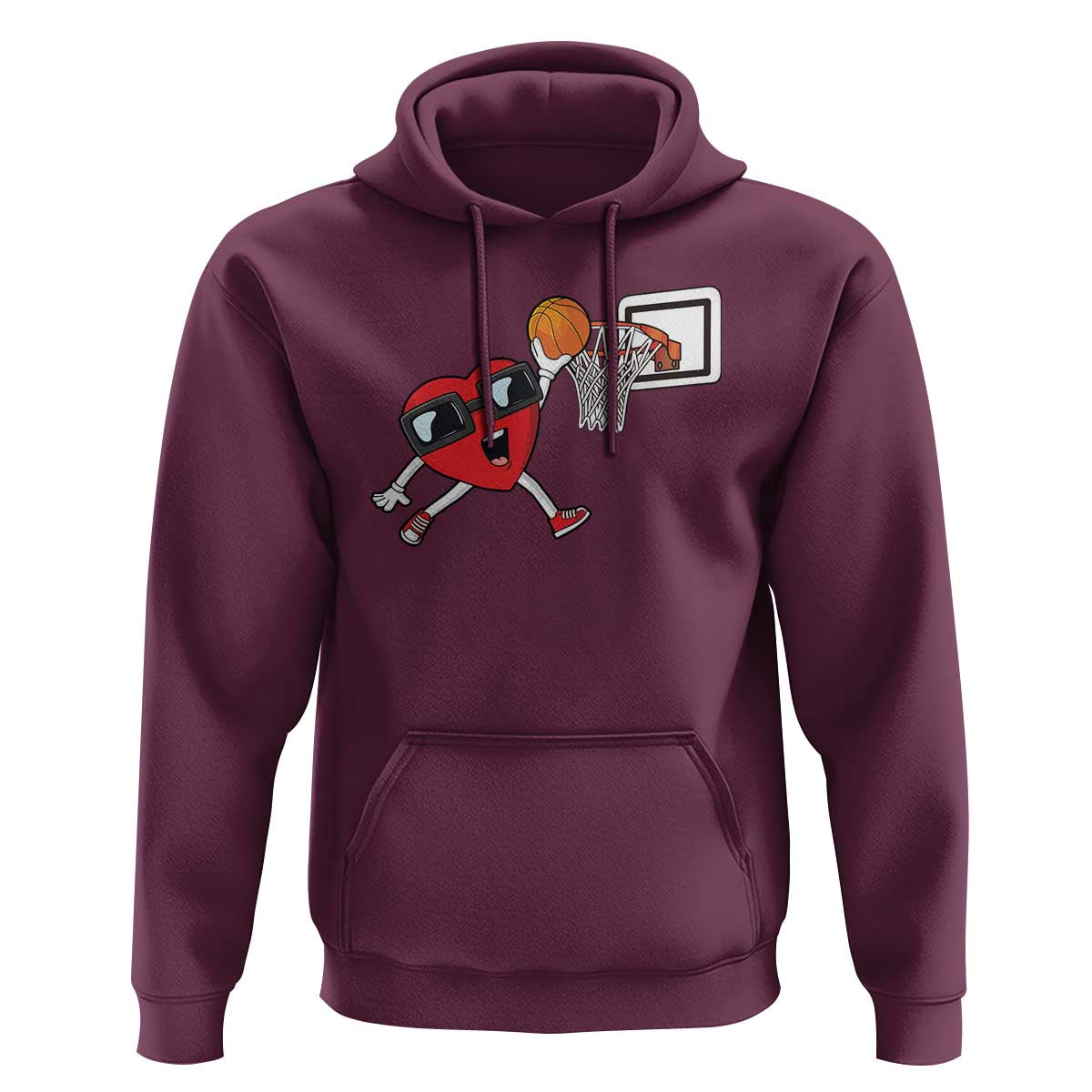 Basketball Valentines Hoodie Cute Red Heart Playing Basketball Player Team Boys - Wonder Print Shop