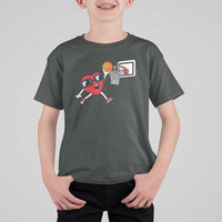 Basketball Valentines T Shirt For Kid Cute Red Heart Playing Basketball Player Team Boys - Wonder Print Shop