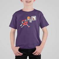 Basketball Valentines T Shirt For Kid Cute Red Heart Playing Basketball Player Team Boys - Wonder Print Shop