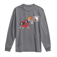 Basketball Valentines Long Sleeve Shirt Cute Red Heart Playing Basketball Player Team Boys - Wonder Print Shop