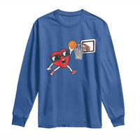 Basketball Valentines Long Sleeve Shirt Cute Red Heart Playing Basketball Player Team Boys - Wonder Print Shop