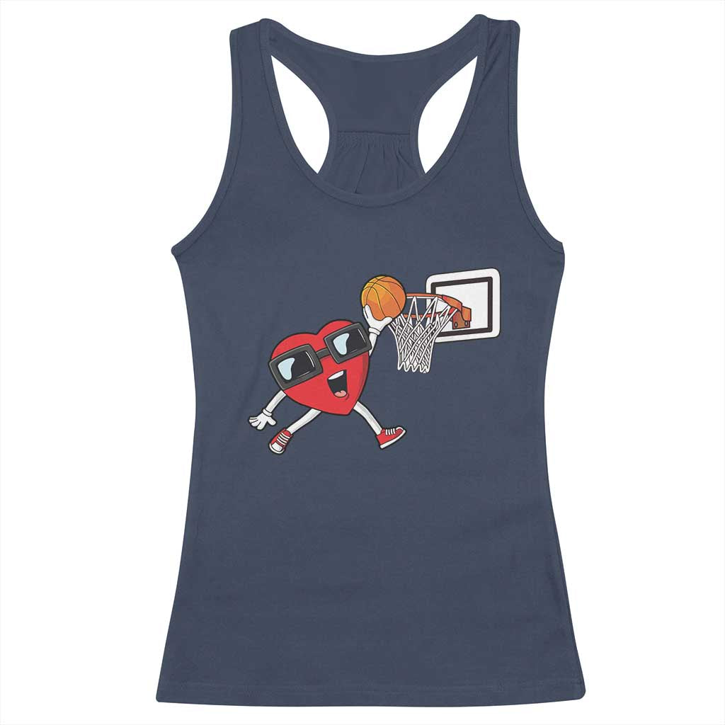 Basketball Valentines Racerback Tank Top Cute Red Heart Playing Basketball Player Team Boys - Wonder Print Shop
