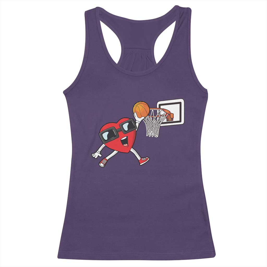 Basketball Valentines Racerback Tank Top Cute Red Heart Playing Basketball Player Team Boys - Wonder Print Shop