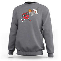 Basketball Valentines Sweatshirt Cute Red Heart Playing Basketball Player Team Boys - Wonder Print Shop