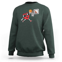 Basketball Valentines Sweatshirt Cute Red Heart Playing Basketball Player Team Boys - Wonder Print Shop