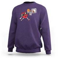 Basketball Valentines Sweatshirt Cute Red Heart Playing Basketball Player Team Boys - Wonder Print Shop