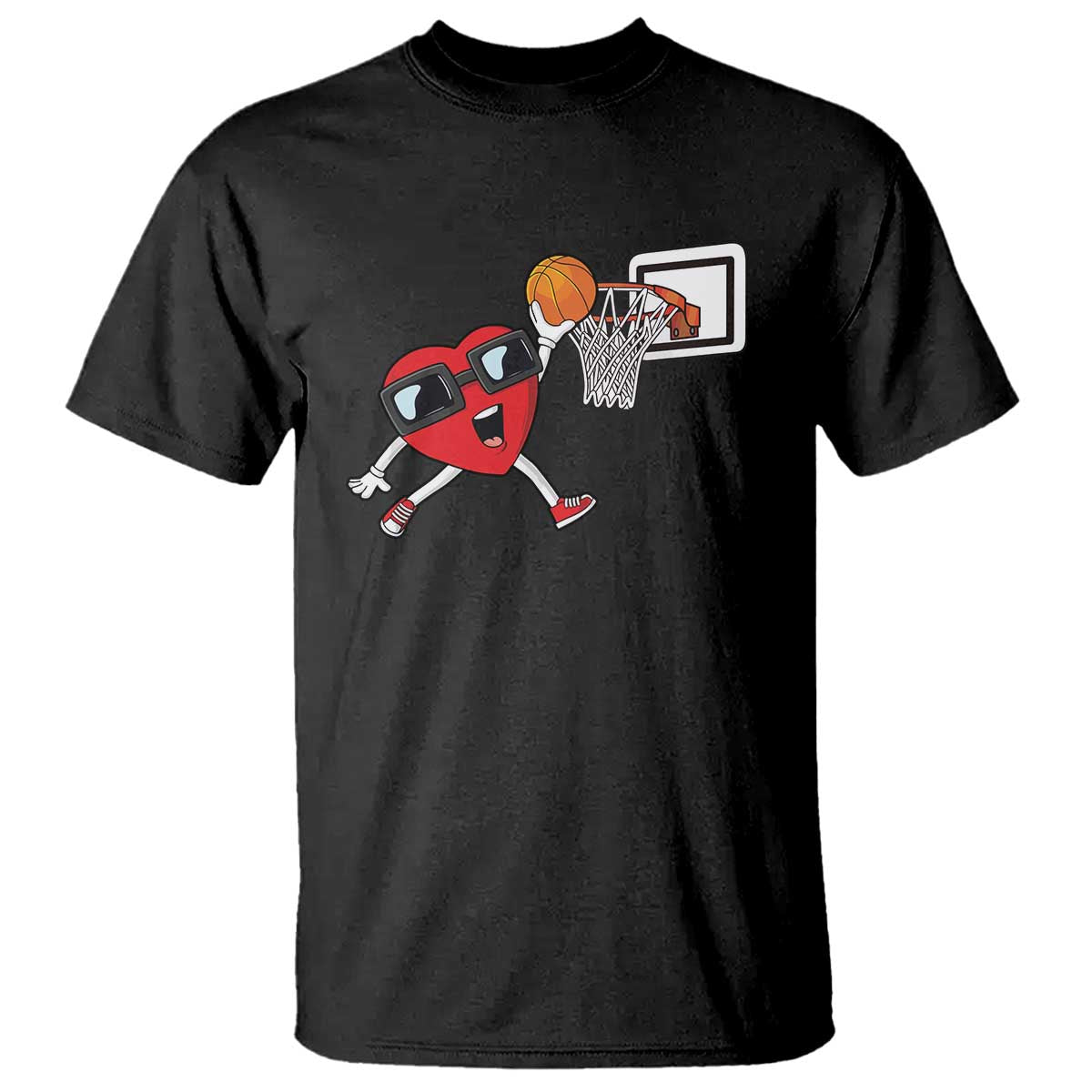Basketball Valentines T Shirt Cute Red Heart Playing Basketball Player Team Boys - Wonder Print Shop