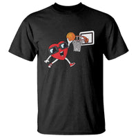 Basketball Valentines T Shirt Cute Red Heart Playing Basketball Player Team Boys - Wonder Print Shop