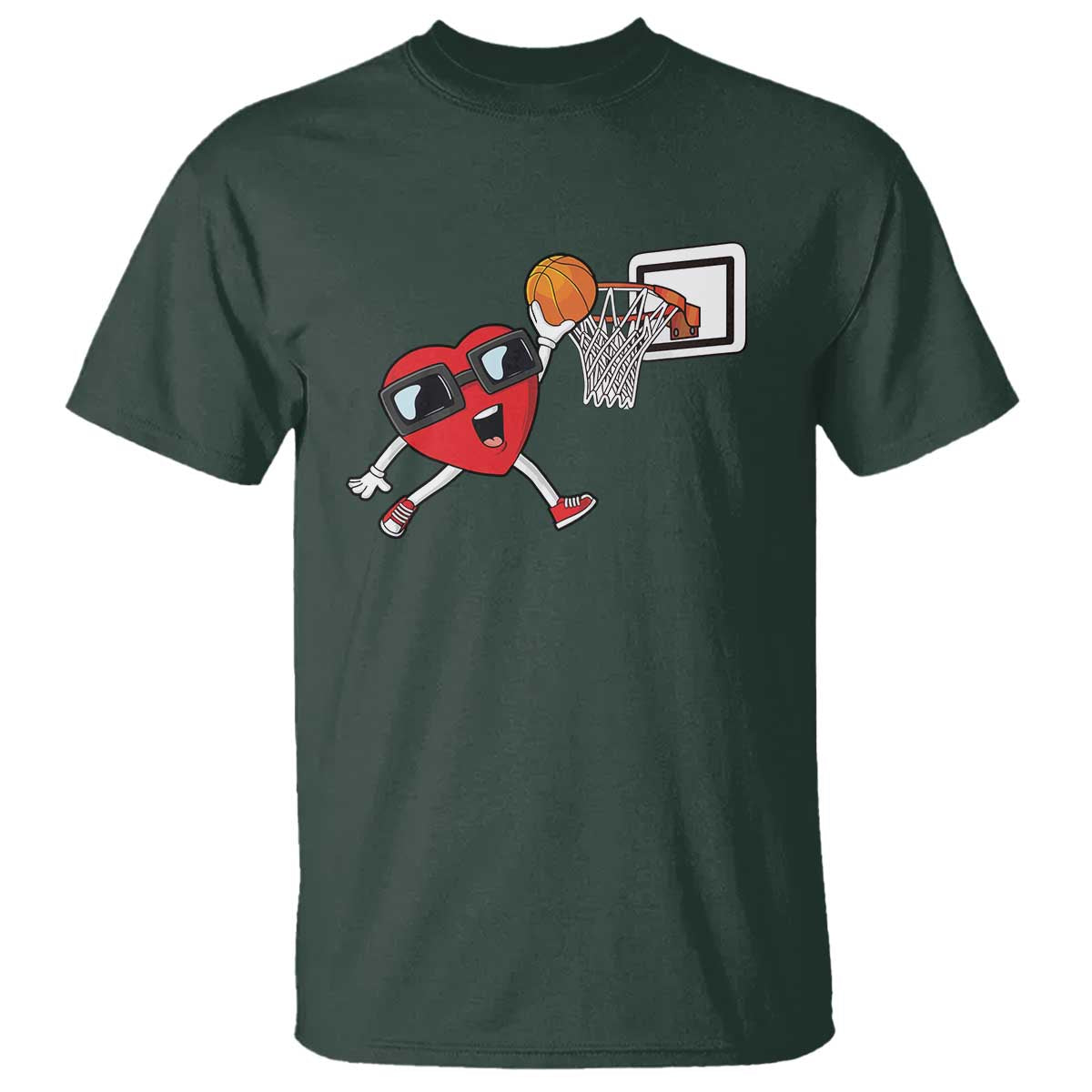Basketball Valentines T Shirt Cute Red Heart Playing Basketball Player Team Boys - Wonder Print Shop