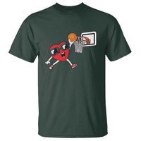 Basketball Valentines T Shirt Cute Red Heart Playing Basketball Player Team Boys - Wonder Print Shop