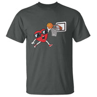 Basketball Valentines T Shirt Cute Red Heart Playing Basketball Player Team Boys - Wonder Print Shop