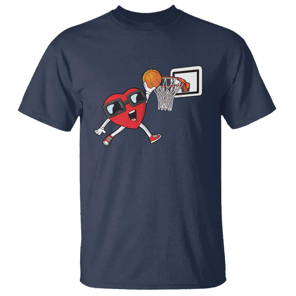 Basketball Valentines T Shirt Cute Red Heart Playing Basketball Player Team Boys - Wonder Print Shop