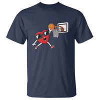 Basketball Valentines T Shirt Cute Red Heart Playing Basketball Player Team Boys - Wonder Print Shop
