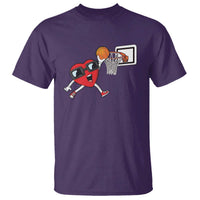 Basketball Valentines T Shirt Cute Red Heart Playing Basketball Player Team Boys - Wonder Print Shop