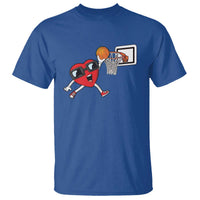 Basketball Valentines T Shirt Cute Red Heart Playing Basketball Player Team Boys - Wonder Print Shop