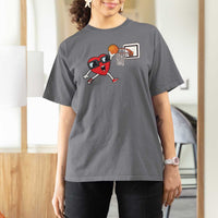 Basketball Valentines T Shirt For Women Cute Red Heart Playing Basketball Player Team Boys - Wonder Print Shop