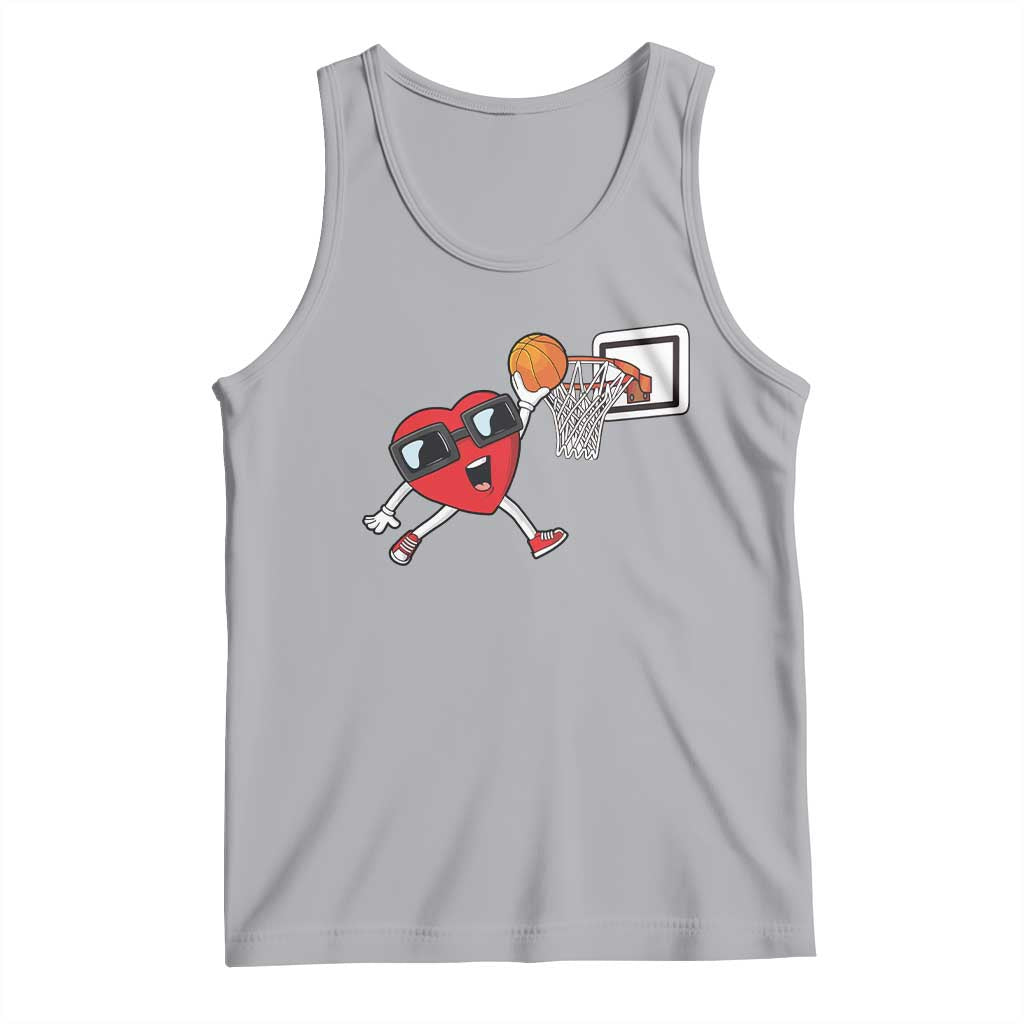Basketball Valentines Tank Top Cute Red Heart Playing Basketball Player Team Boys - Wonder Print Shop