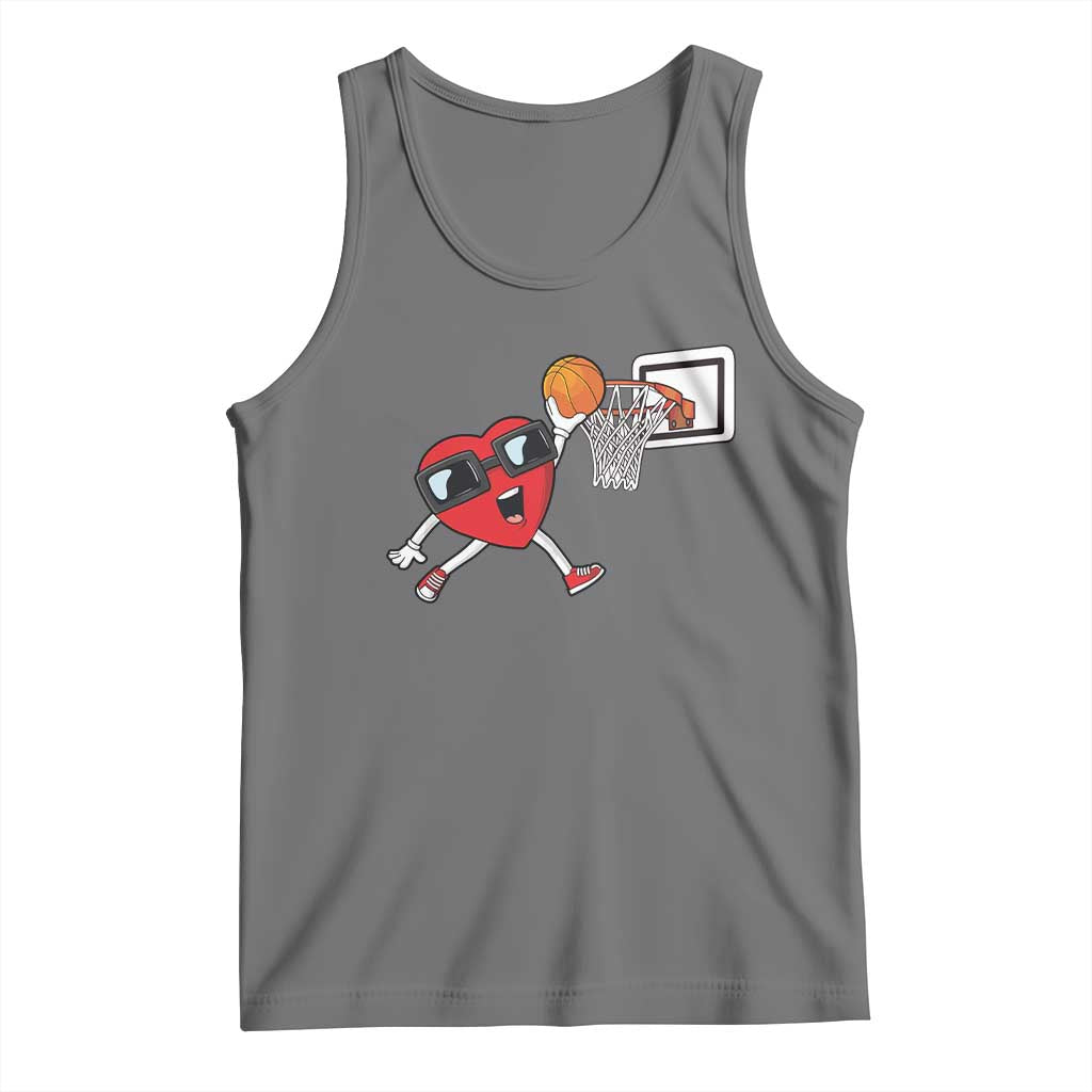 Basketball Valentines Tank Top Cute Red Heart Playing Basketball Player Team Boys - Wonder Print Shop