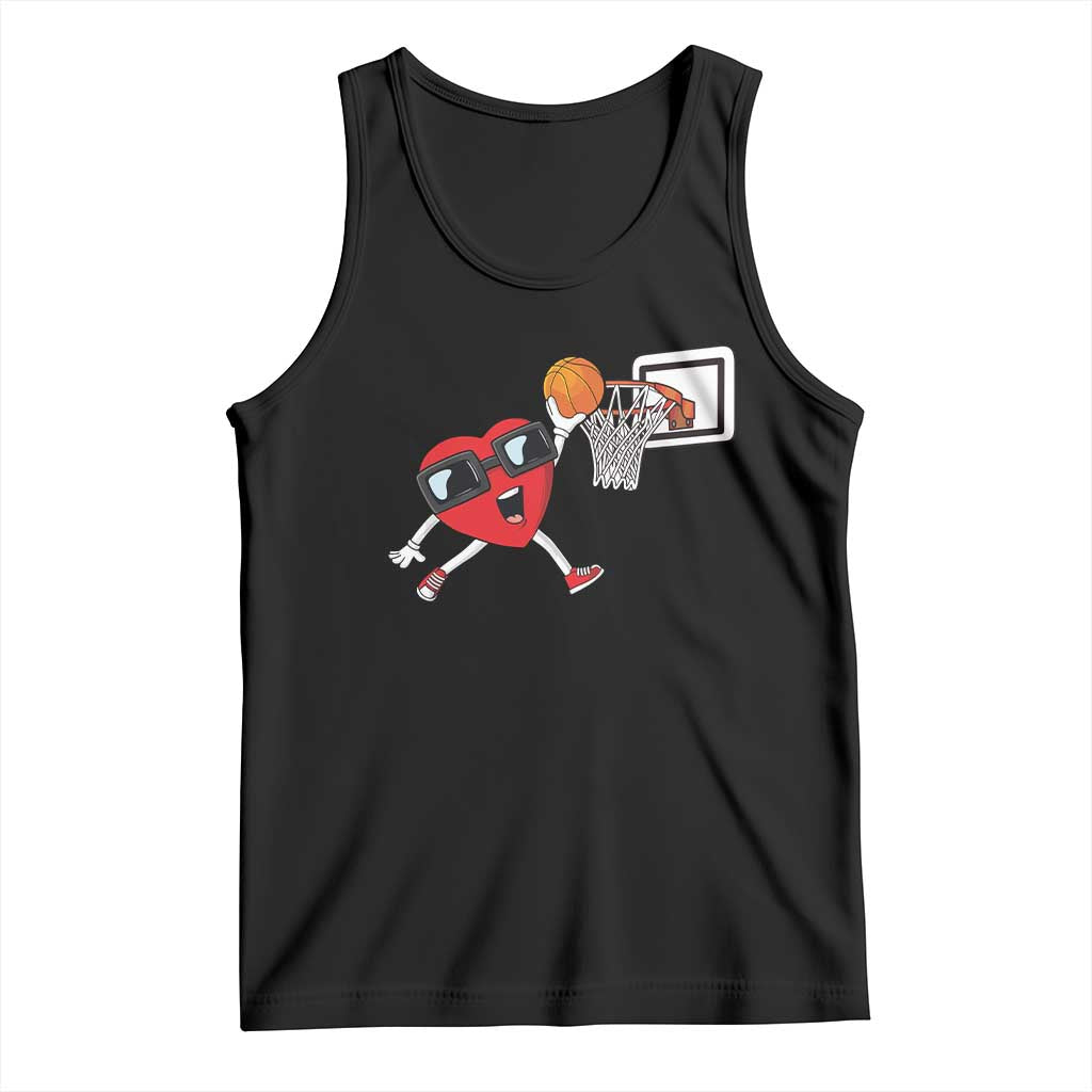 Basketball Valentines Tank Top Cute Red Heart Playing Basketball Player Team Boys - Wonder Print Shop