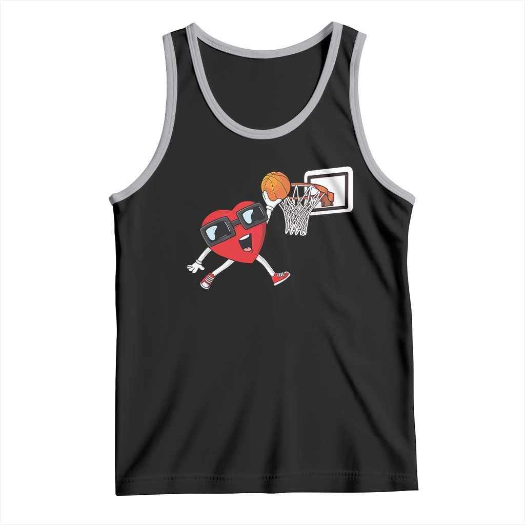 Basketball Valentines Tank Top Cute Red Heart Playing Basketball Player Team Boys - Wonder Print Shop