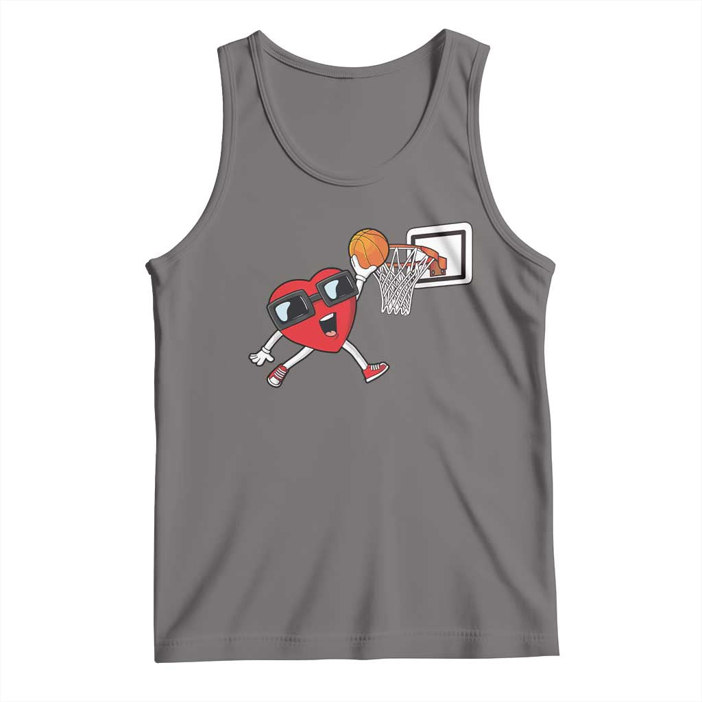Basketball Valentines Tank Top Cute Red Heart Playing Basketball Player Team Boys - Wonder Print Shop
