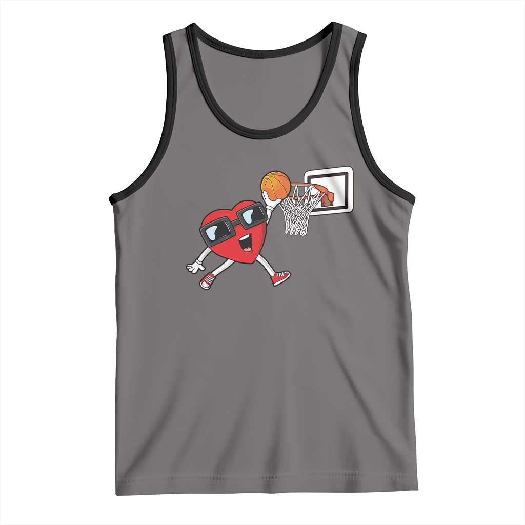 Basketball Valentines Tank Top Cute Red Heart Playing Basketball Player Team Boys - Wonder Print Shop