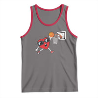 Basketball Valentines Tank Top Cute Red Heart Playing Basketball Player Team Boys - Wonder Print Shop