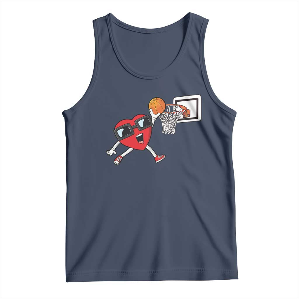 Basketball Valentines Tank Top Cute Red Heart Playing Basketball Player Team Boys - Wonder Print Shop