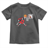 Basketball Valentines Toddler T Shirt Cute Red Heart Playing Basketball Player Team Boys - Wonder Print Shop