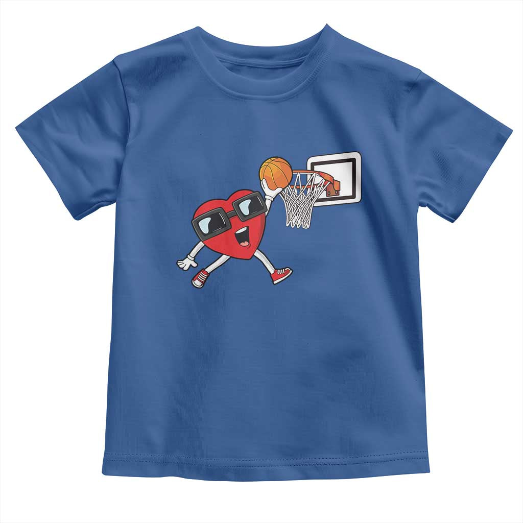 Basketball Valentines Toddler T Shirt Cute Red Heart Playing Basketball Player Team Boys - Wonder Print Shop