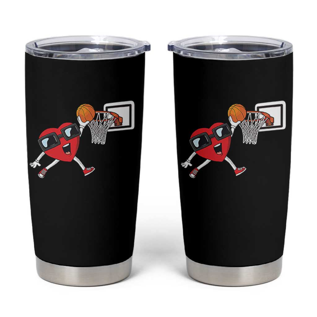 Basketball Valentines Tumbler Cup Cute Red Heart Playing Basketball Player Team Boys - Wonder Print Shop