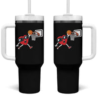 Basketball Valentines Tumbler With Handle Cute Red Heart Playing Basketball Player Team Boys - Wonder Print Shop